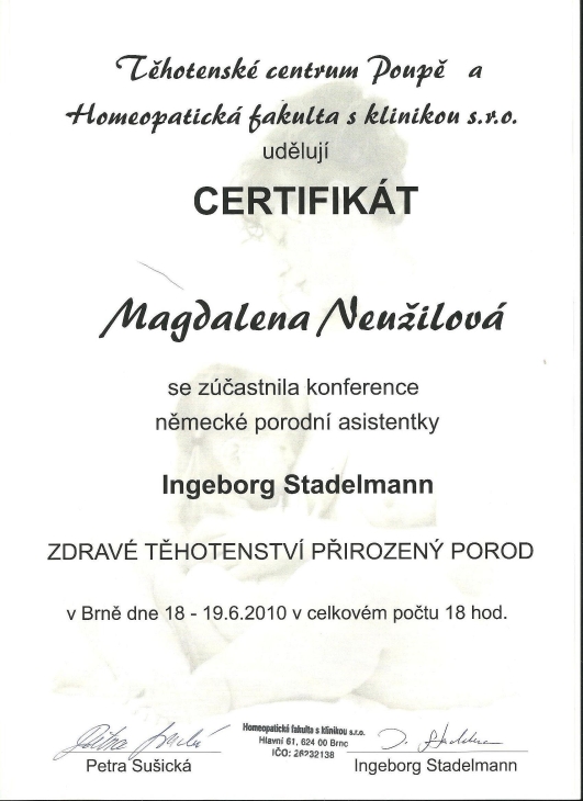 Certifikát Stadelmann
